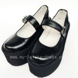 Shiny black Girls Single Belt Princess Shoes