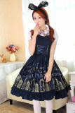~Iron Window and Cats~ Printed JSK Black&Dark Blue Free Shipping In Stock -OUT