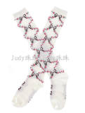 White Knee High Lolita Flower Printed Socks
