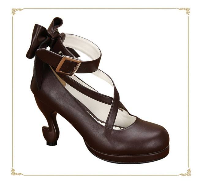 Angelic Imprint- Popular Brown Bow Lolita Anime Heels Shoes