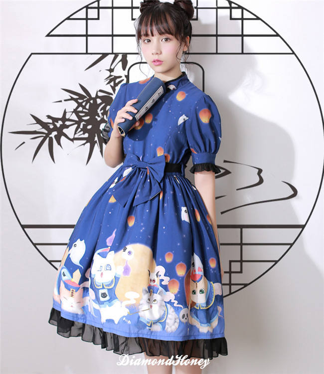 Zombie Cats~ Sweet Printed Lolita OP -Pre-order Closed