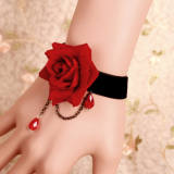 Handmade Black Lace Velvet Rose Bracelet