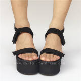 Girl's Black Denim Lolita Sandals