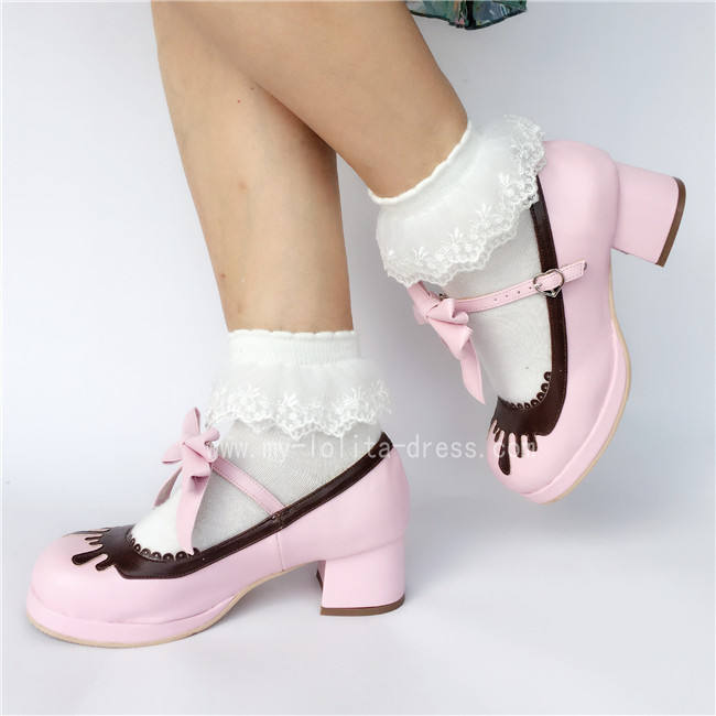 Sweet Black With Coffee Lolita Heels Shoes