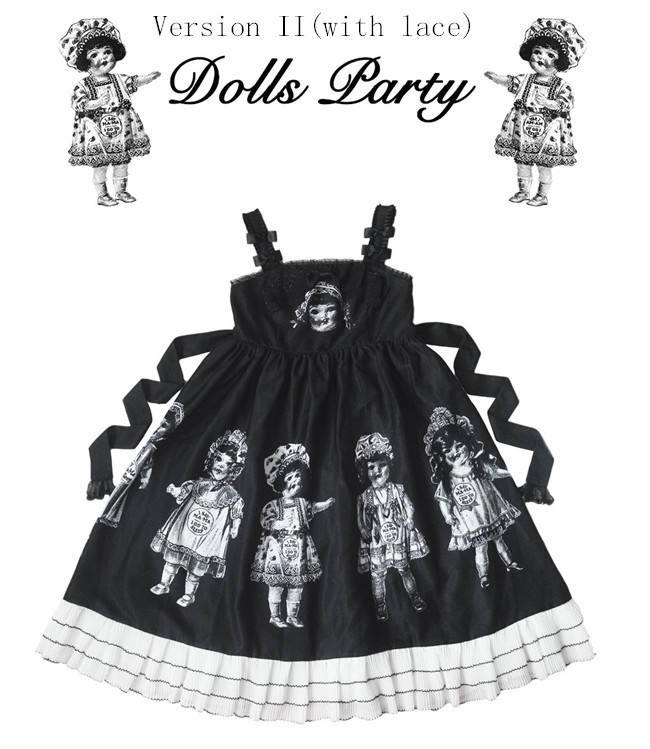 Antique Paper Doll~ Black Lolita JSK Dress -Ready Made