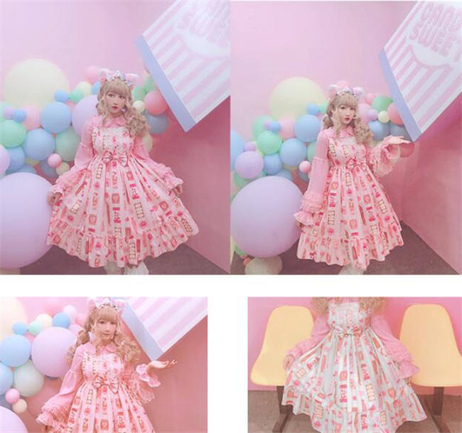 Diamond Honey ~Candy Store Sweet Lolita Jumper -3 Pink L in Stock