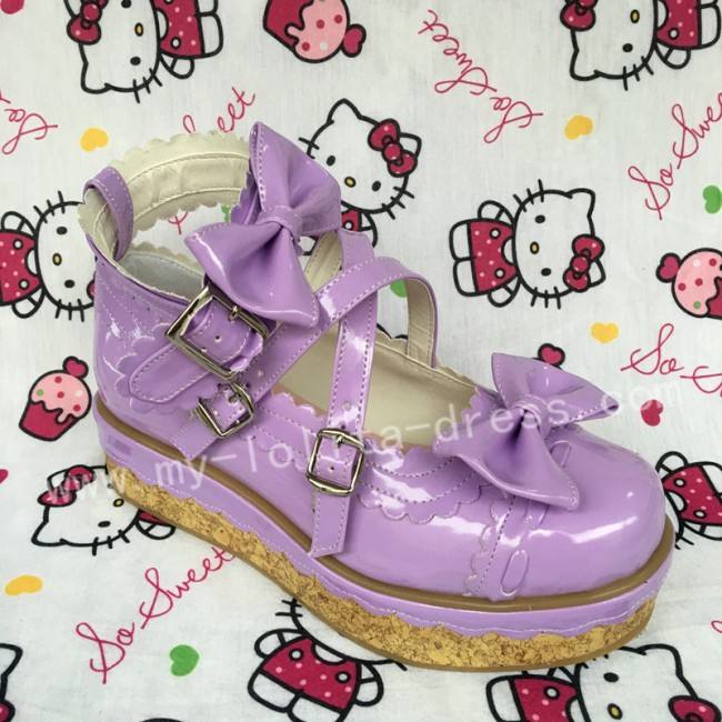 Shiny Purple Bows Lolita Shoes