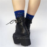 Punk Black Matte Lolita Short Boots O