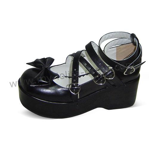 Black High Platform Lolita Shoes
