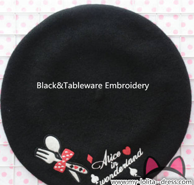 Swimmer Wool Sweet Embroidery Lolita Beret In Stock