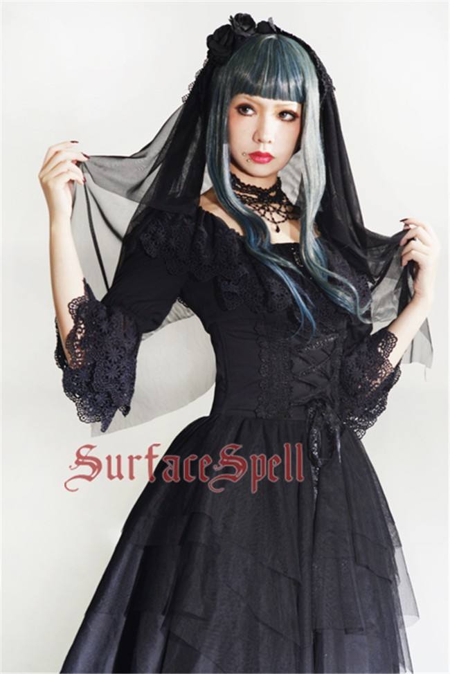 Surface Spell ***White Crystal & Black Agate*** Chiffon Medium Sleeves Lolita Blouse