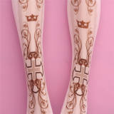 Crown Cross Velvet Above Knee Lolita High Socks 54cm