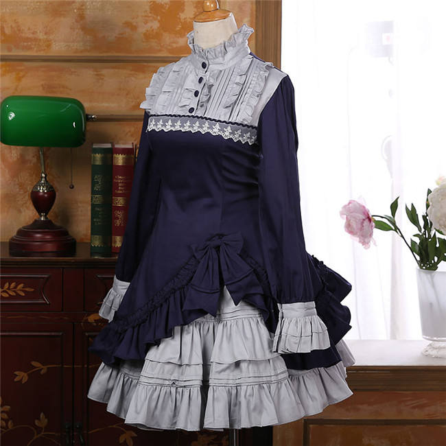 2017 Vintage Lolita Long Sleeves OP+Inner Skirt Set