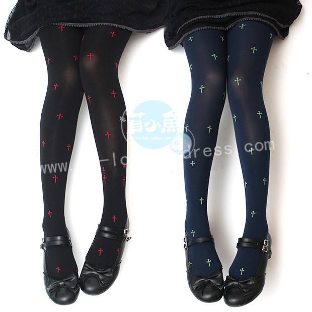 Mufish Cross Printed Sweet Lolita Tights - IN STOCK