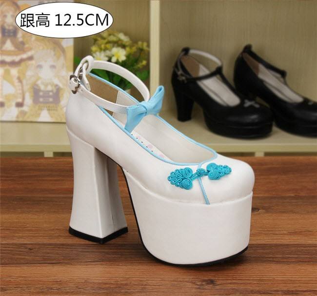 Angelic Imprint- Elegant Bow Embroidery Round/Square Heels Qi Lolita Shoes