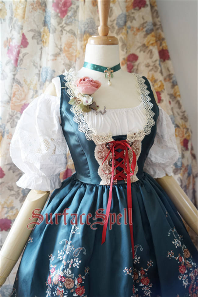 Surface spell ~AlpenRose~ Gothic Ethnic Lolita Puff Sleeves Blouse
