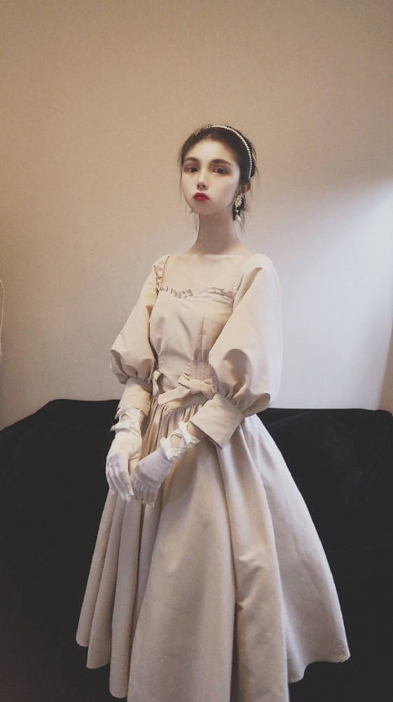 Gem Manor ~Elegant Vintage Lolita OP -Apricot L Size In Stock