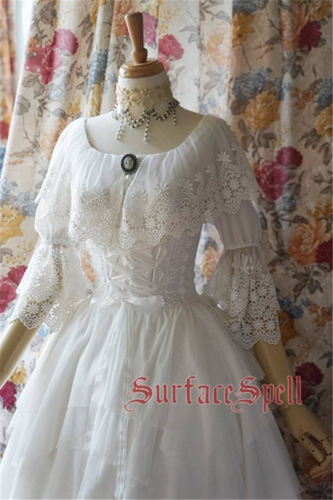 Surface Spell ***White Crystal & Black Agate*** Chiffon Medium Sleeves Lolita Blouse