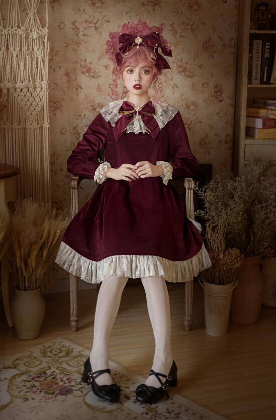 Fleurs Avec Echo&Annabel~ Velvet Lolita OP Dress -OUT