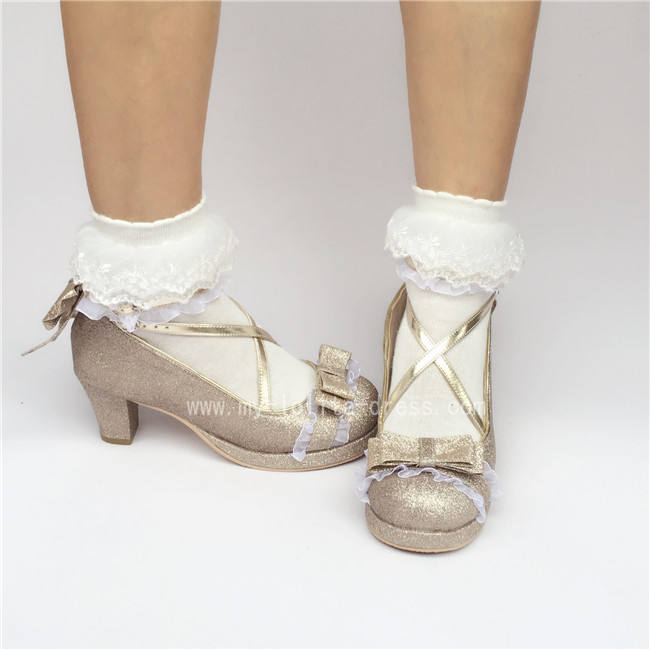 Sweet Cross Straps Bows Lolita Shoes