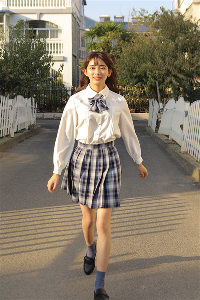 Gingham skirt and top set school best sale