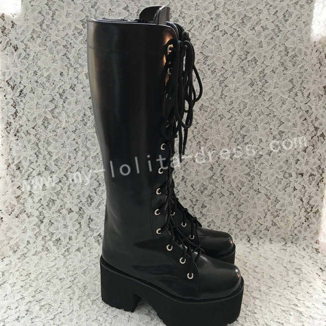 Gothic Matte Black Lolita Heels High Platform Boots