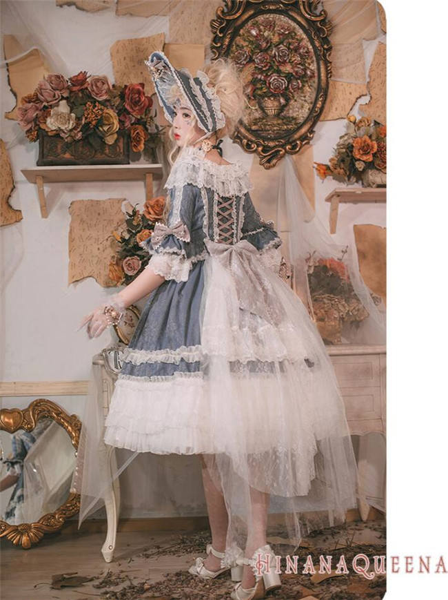 Moira~ Lolita Short Sleeves OP Dress -Sax Size XL In Stock