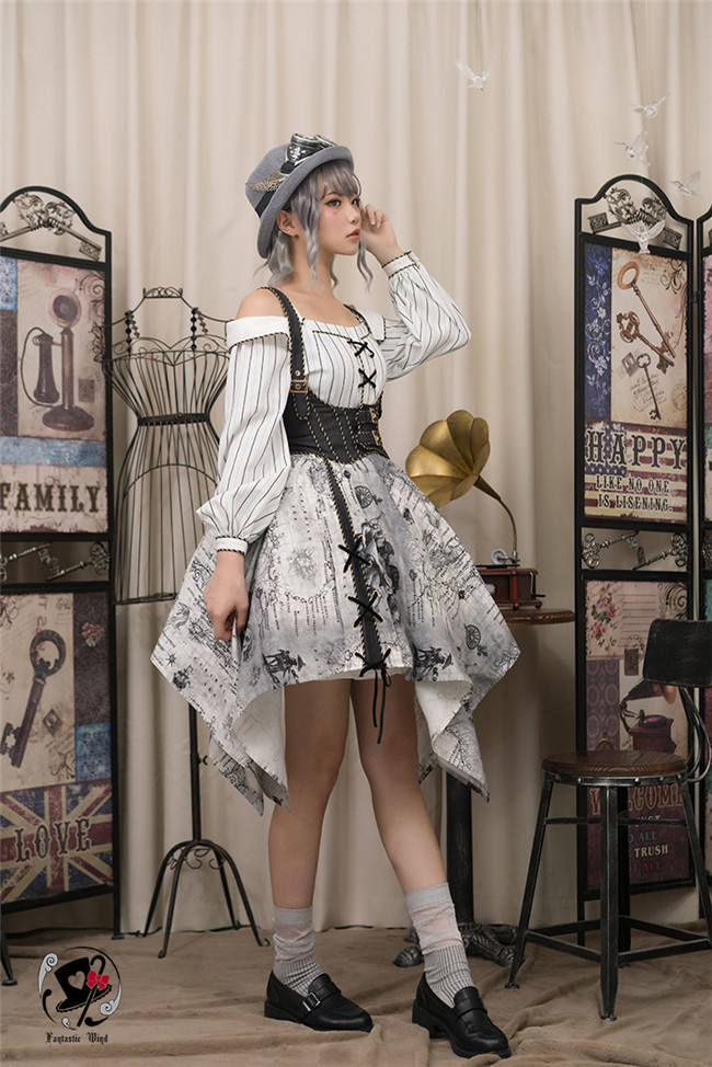 Junior Mechanic~ Classic Steam punk Lolita Blouse+Corset+Skirt Set -OUT