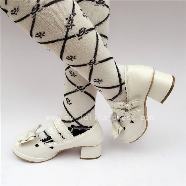 Black Bow Hearts Lolita Shoes