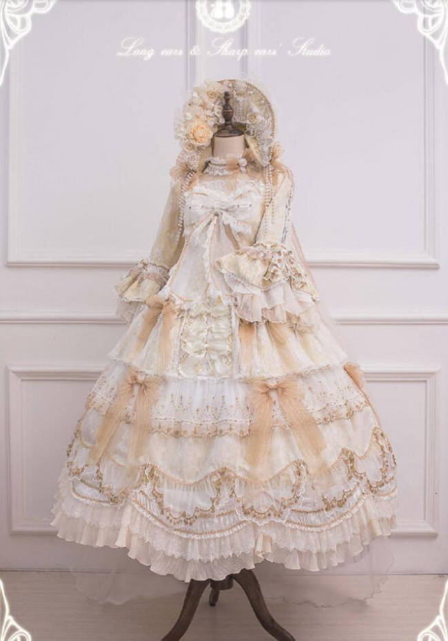 Ode to Love and Vows ~Luxury Lolita Fullset (OP + Necklace + Wristcuffs + Bonnet + Back Yarn) -Ready Made