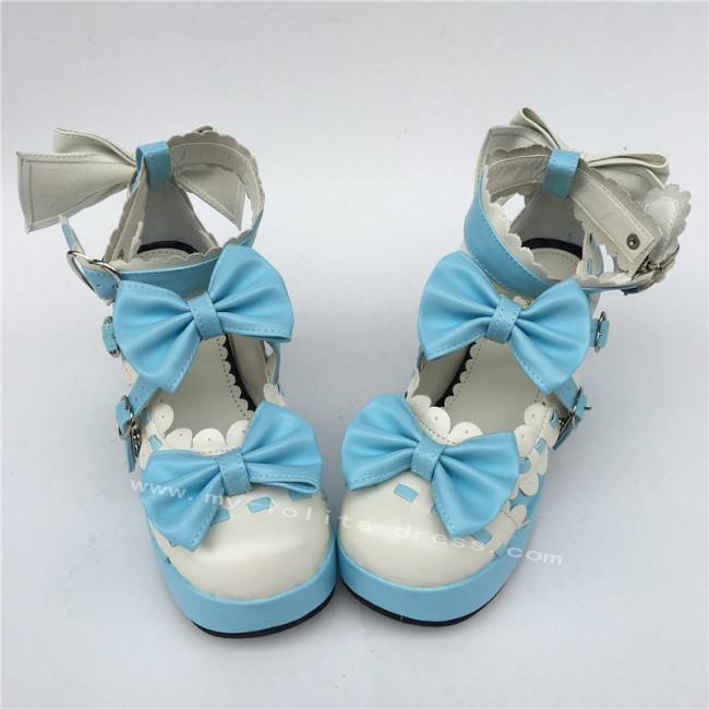 White Pink Square Heel Lolita Footwear