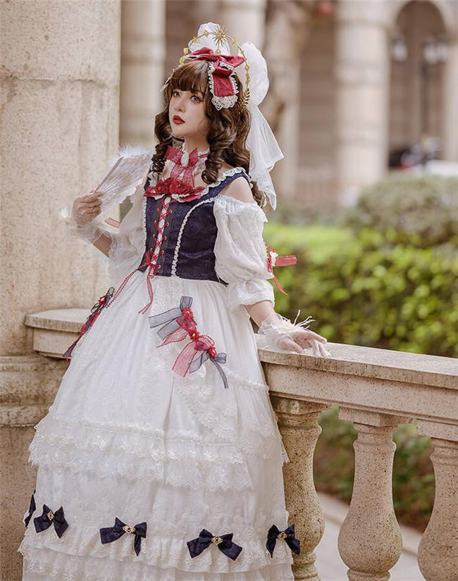 Little Dipper ~White Snow Lolita Vest + OP Set Short/Long Version