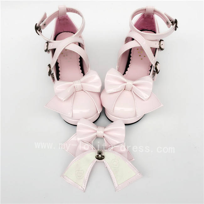 Sweet Bows Belts Square Heels Lolita Shoes