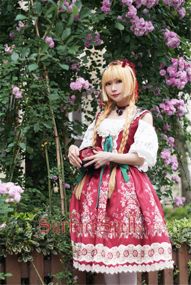 Surface spell ~AlpenRose~ Gothic Ethnic Lolita Puff Sleeves Blouse
