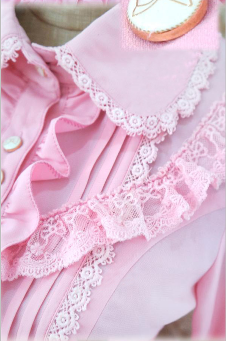 Rococo Style Lace Lolita Shirt Silk and Linen Khaki -In Stock