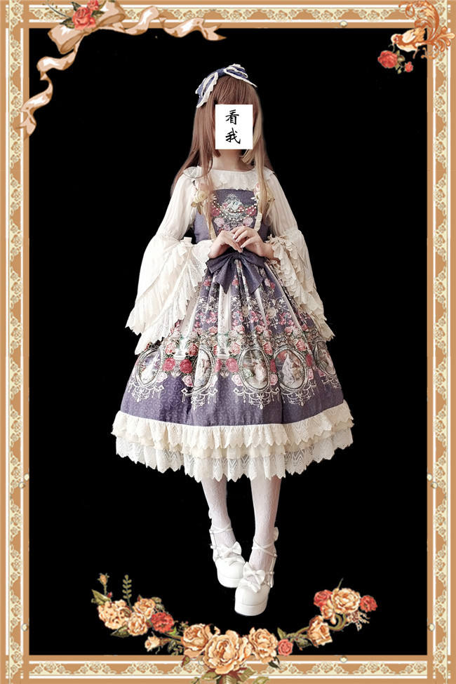 Royal Mural~ Sweet Lolita Printed JSK+Headbow-Ready Made