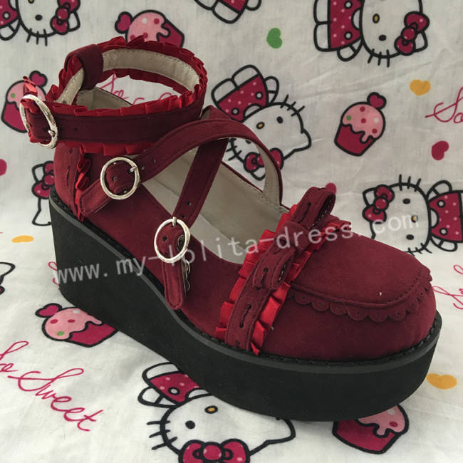 Black Sweet Lolita Square Heels Shoes with Bows