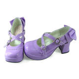 Purple Floral Trim Unicolor Lolita Shoes