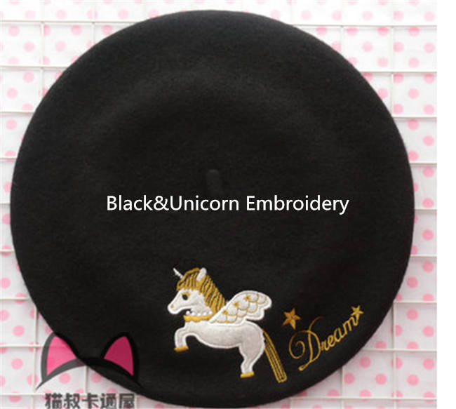 Swimmer Wool Sweet Embroidery Lolita Beret In Stock
