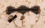 Delicate Black Retro Lolita Bracelet with Bow RIng-out