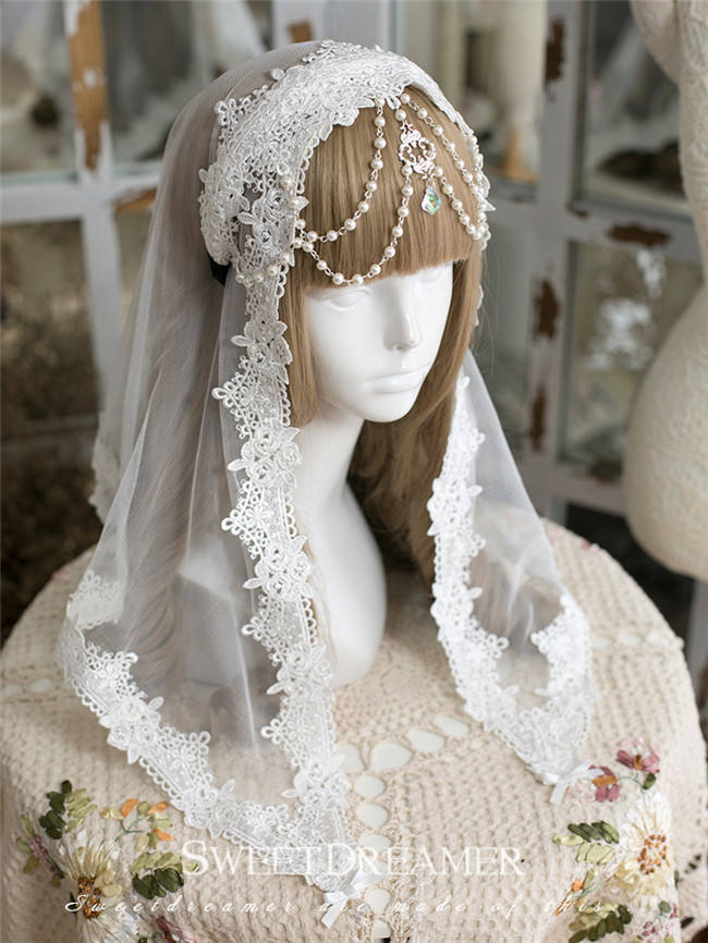 Sweet Dreamer Lace Beads Headbow and Veil Sets