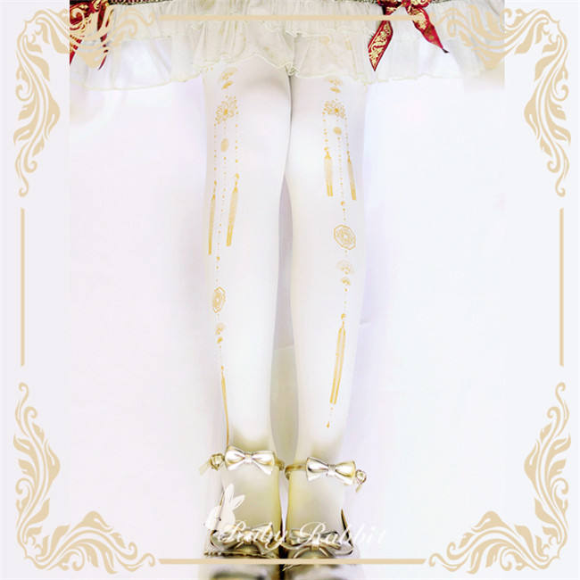 Ruby Rabbit ~Yin and Yang  Pendant~ Lolita Printed Tights