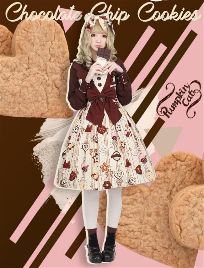 Chocolate Chip Cookies~ Sweet Lolita OP/JSK/Salopette/Hoodie