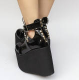 Matte Black Straps High Platform Lolita Short Boots O