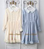 Little Dipper  ~Cat + Moon + Stars~ Embroidery Lolita Long Sleeves OP Dress - Ready Made