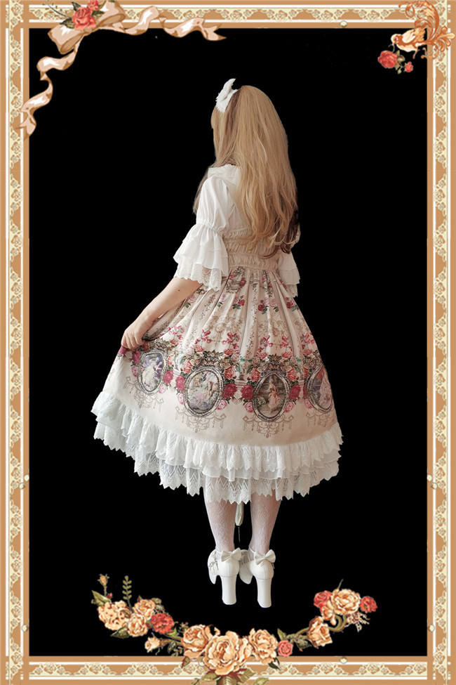 Royal Mural~ Sweet Lolita Printed JSK+Headbow-Ready Made