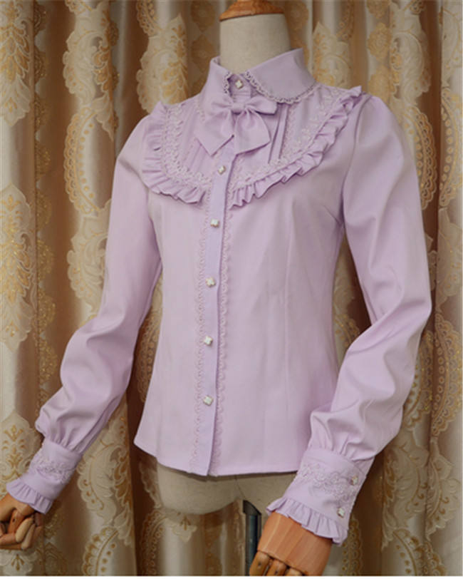 Elegant Thickening Thermal Lolita Lapel Blouse for Winter