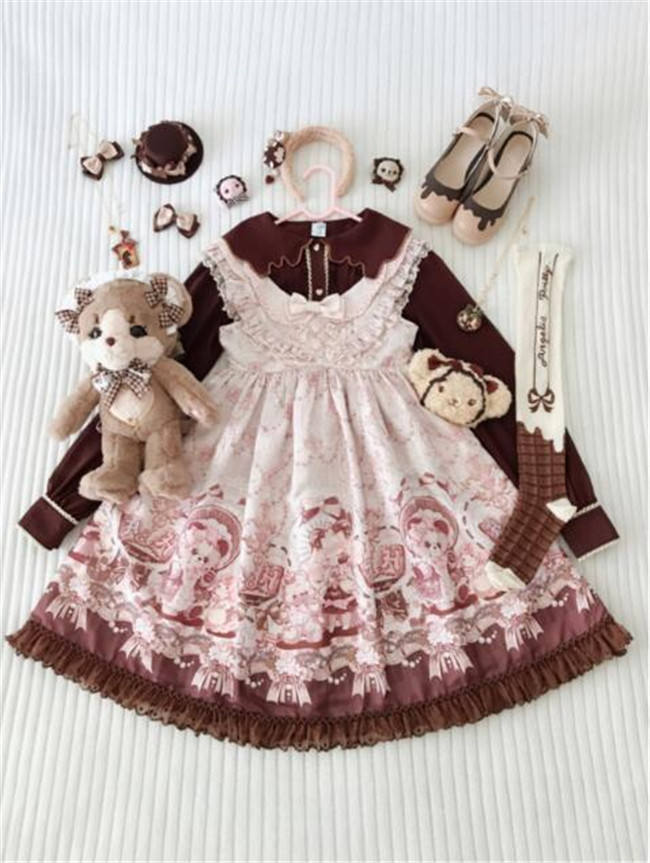 Doll and Bear Dance Series~Sweet Lolita Jumper/Skirt -Ready Made