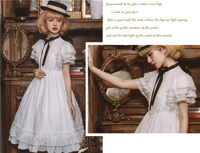 Memory of Floria~ Vintage Lolita OP Short/Long Version-Ready Made