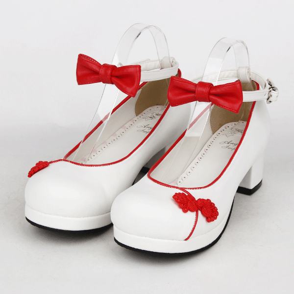 Angelic Imprint- Elegant Bow Embroidery Round/Square Heels Qi Lolita Shoes